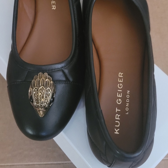 Kurt Geiger Shoes - Kurt Geiger London Emmy Black Leather Cap Toe Ballet Flats SRP: $115